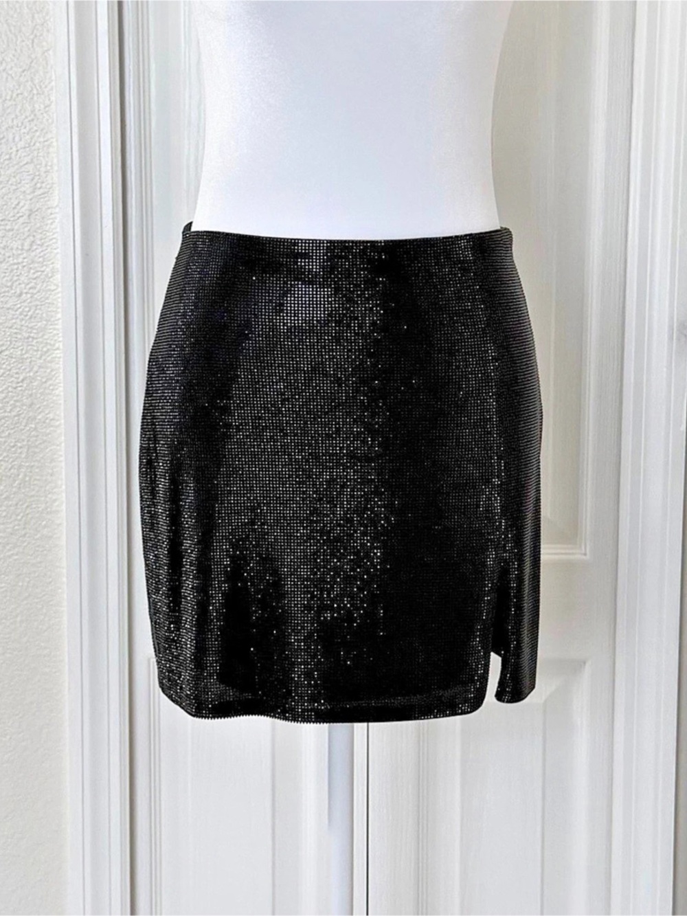 Zara Rhinestone Mini Skirt Black Medium